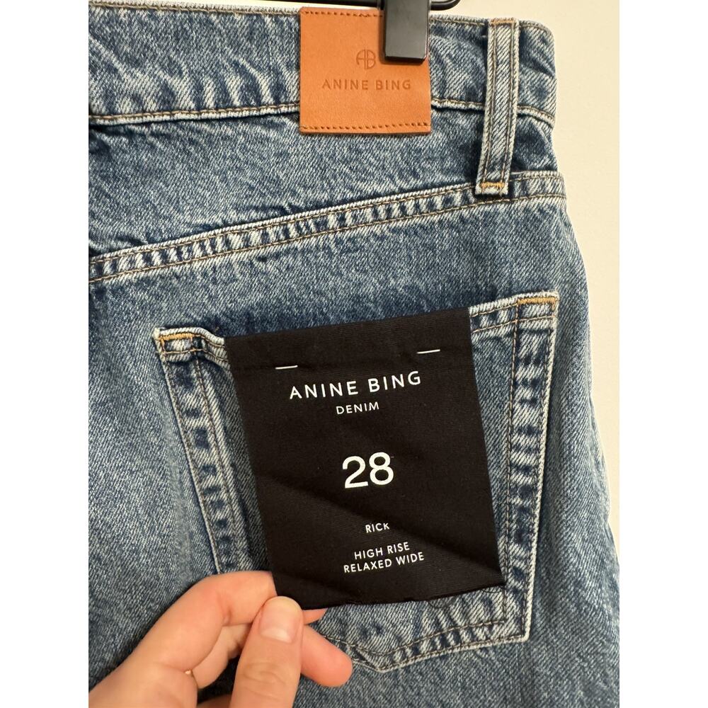 Anine Bing Womens Rick Wide Leg Jeans Deep Alto Blue Size 28 NWT MSRP: $250 - Picture 6 of 8